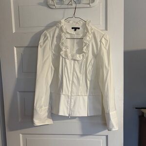 Samuel Dong White Ruffled Blouse